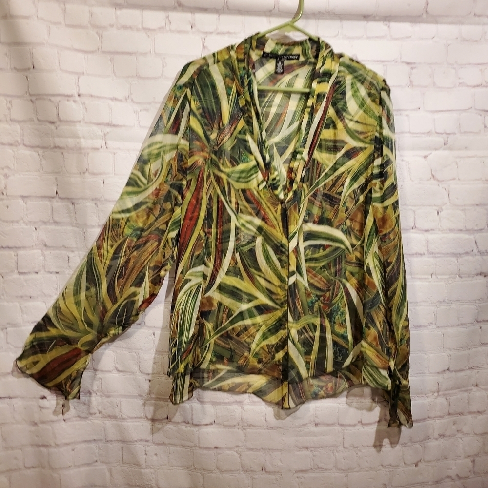 Ellen Tracy Silk Tropical Blouse